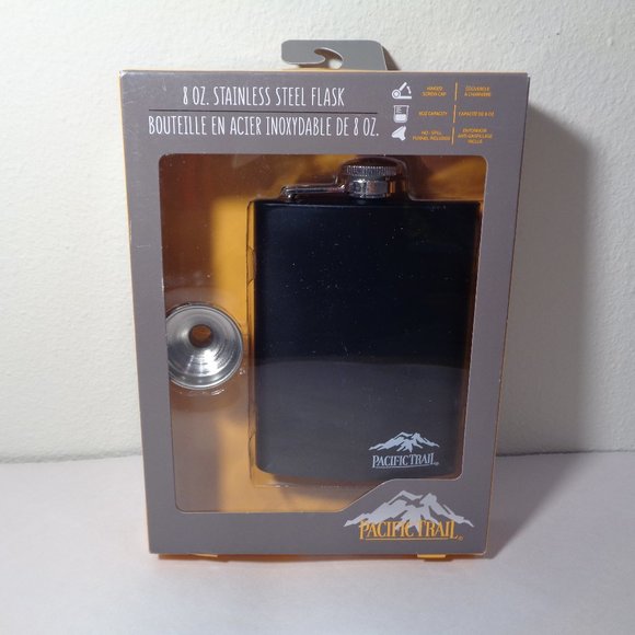 Pacific Trail New 8 OZ Stainless Steel Black Flask - Picture 1 of 6